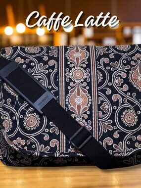 Vera Bradley Caffe Latte Messenger Laptop Bag Quilted Cotton Retired